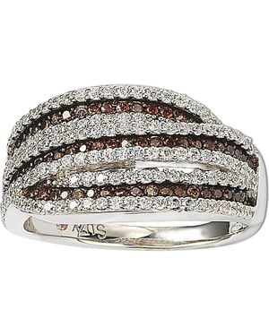 Suzy Levian Sterling Silver CZ Statement Ring - Brown