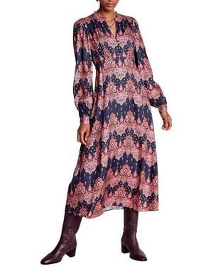 Boden Paisley Long Sleeve Midi Dress - Red