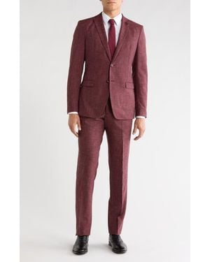 John Varvatos Solid Wool Blend Suit - Red
