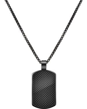 Van Heusen Carbon Fiber Dog Tag Necklace - Metallic