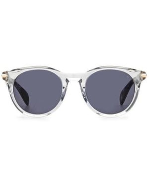 Rag & Bone Round Sunglasses with Metallic Temple Inlays - Blue