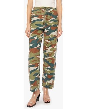 Mother The Drawn Half Pipe Cotton Drawstring Pants - Green