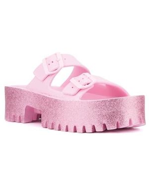 Olivia Miller Sparkles Plaform Slide Sandal - Pink