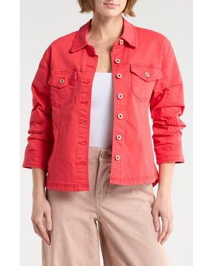 Democracy Cinch Sleeve Denim Jacket - Red