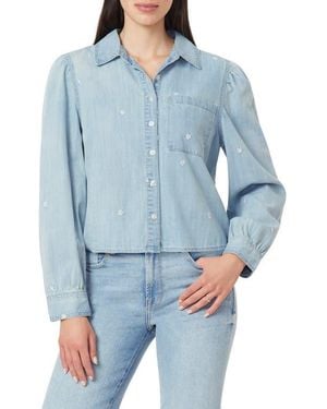 Kensie Puff Shoulder Denim Jacket - Blue