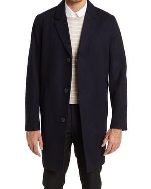 Cole Haan Wool Blend Melton Classic Topper - Blue
