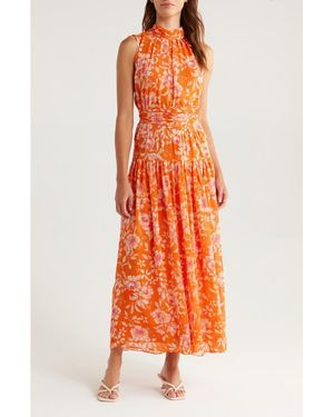 Halogen® Floral Print Sleeveless Maxi Dress - Orange