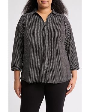 Adrianna Papell Geometric Shirt Jacket - Gray