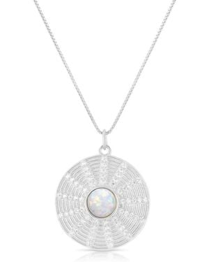 Sphera Milano Synthetic Opal & Cubic Zirconia Medallion Pendant Necklace - White