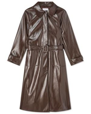 LK Bennett Wendy Faux Leather Trench Coat - Brown