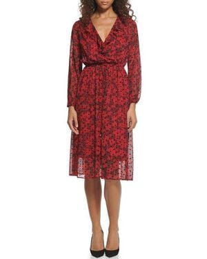 Tommy Hilfiger Flocked Playful Petal Dress - Red