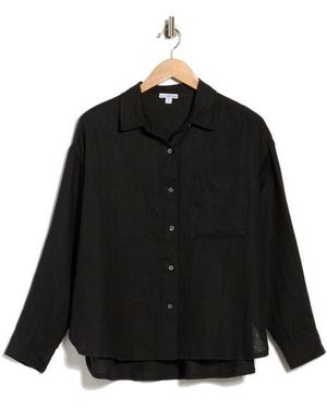 James Perse Linen Button-Up Shirt - Black