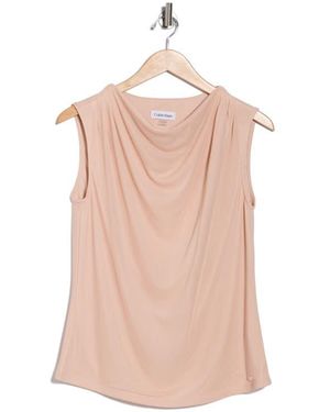 Calvin Klein Cowl Neck Sleeveless Mesh Top - Pink