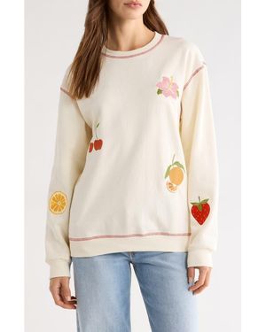GOLDEN HOUR Fruit Embroidery Fleece Sweatshirt - White