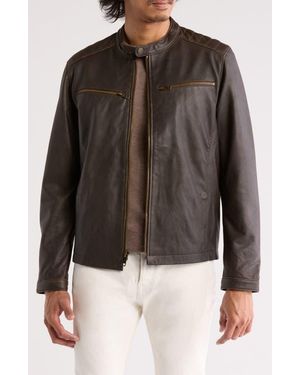 Frye Cafe Racer Leather Jacket - Black