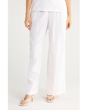 Wayf Linen Blend Pull-On Pants - White