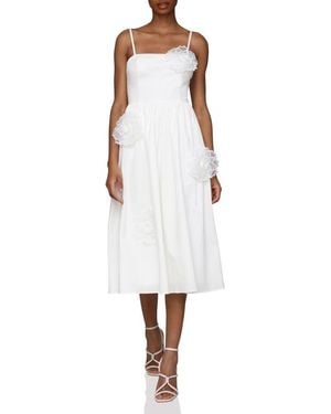 Avec Les Filles Floral Appliqué Midi Dress - White