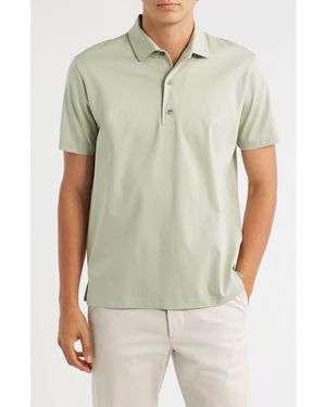 Aurélien Aur1 Solid Cotton Polo - Green