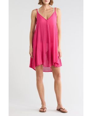 Elan Cover-Up Dress With Spaghetti Straps - Red