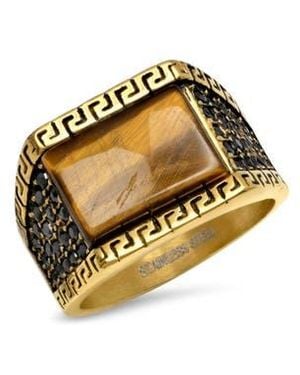 Steeltime Tiger's Eye Signet Ring - Metallic