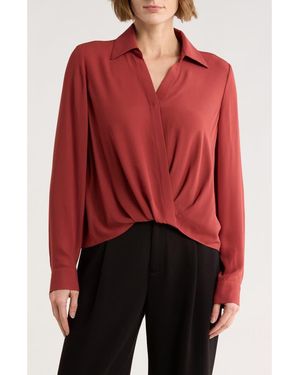 Gemma Jane Crossover Long Sleeve High-Low Top - Red