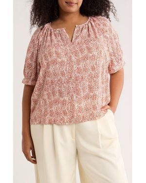 Nordstrom Rack Gathered Neck Puff Sleeve Top - Pink