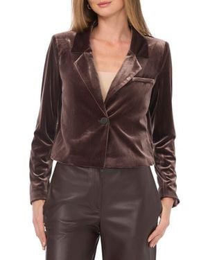 Halogen® Velvet Crop Blazer - Brown