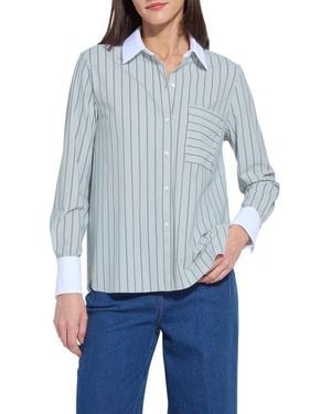 Lyssé Stripe Button-Up Shirt - Blue