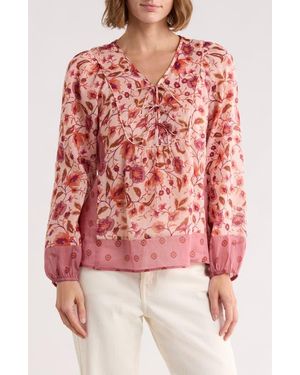 DR2 by Daniel Rainn Floral Print Peasant Top - Red