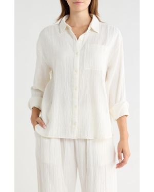 Abound Relaxed Long Sleeve Cotton Gauze Shirt - White