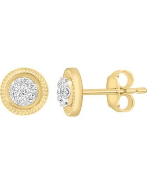 Effy 14K Plated Sterling Pavé Diamond Button Stud Earrings - Metallic