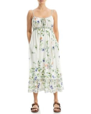 Max Studio Floral Empire Waist Midi Dress - Green