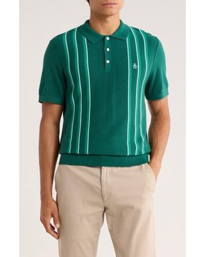 Original Penguin Vertical Stripe Cotton Knit Polo - Green