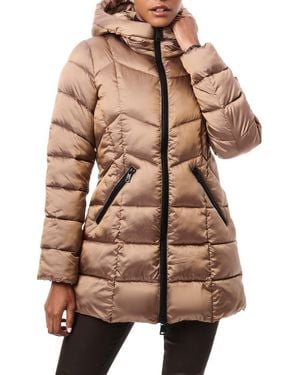 Bernardo Metallic Hooded Walker Coat - Brown