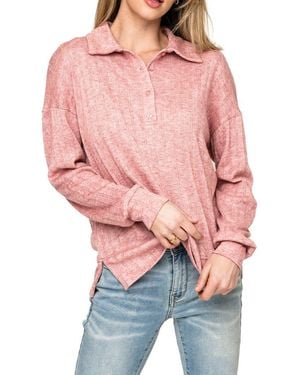 Gibsonlook Rib Polo Henley - Red