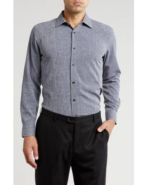 Tom Baine Textured Performance Button-Up Shirt - Blue