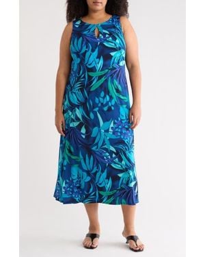 Connected Apparel Front Keyhole Sheath Dress - Blue