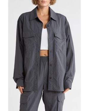 Faith Connexion Crinkle Textured Shacket - Gray