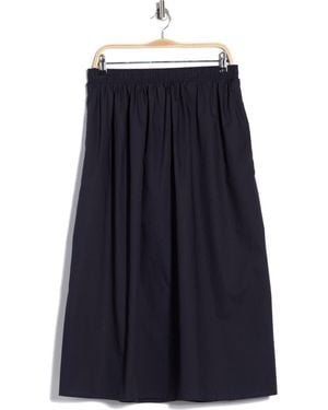 Max Studio Cotton Poplin Pull-On Skirt - Blue