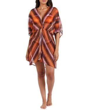 La Blanca Horizon Twist Wrap Cover-Up Dress - Red