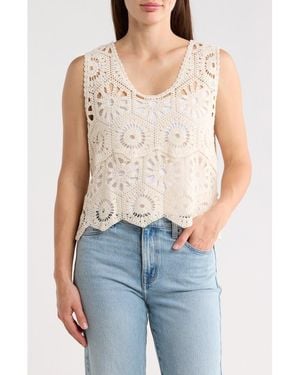 Forgotten Grace Swing Crop Cotton Crochet Top - Natural