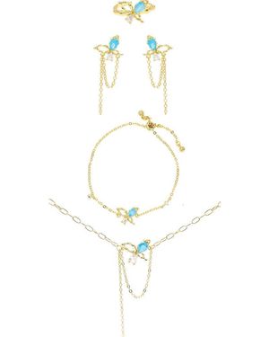 LA MENO Flying Butterfly 4-Piece Jewelry Set - Metallic