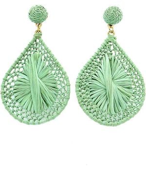 Panacea Raffia Teardrop Earrings - Green