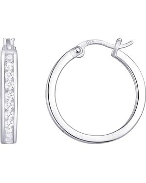 CANDELA JEWELRY Sterling Cubic Zirconia Hoop Earrings - Metallic