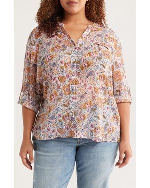 Kut From The Kloth Jasmine Roll Sleeve Top - Red