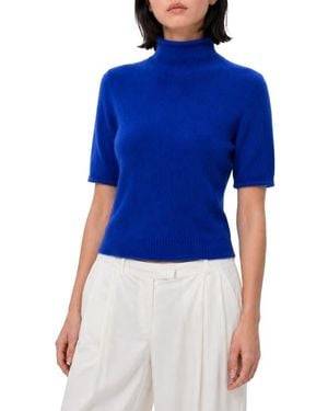 Love By Design Toddy Mock Neck Short Sleeve Sweater - Blue