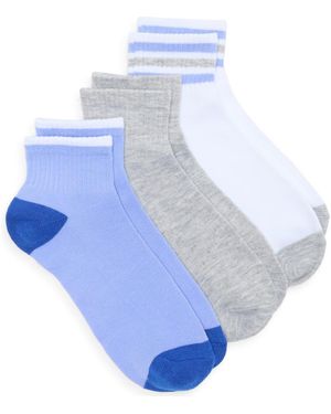 Nordstrom Rack 3-Pack Athleisure Varsity Ankle Socks - Blue