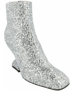 Ferragamo Sal 85 Glitter Ankle Boot - White