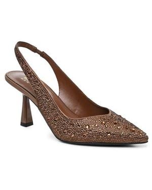 Nicole Miller Embellished Pointed Toe Slingback Pump - Brown