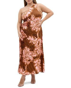 City Chic Alice Bloom One-Shoulder Maxi Dress - Orange